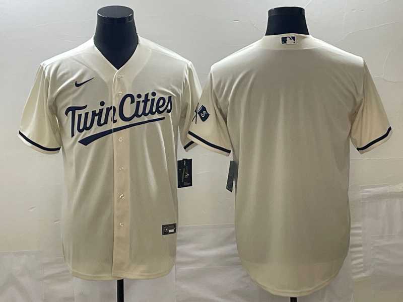 Men%27s Minnesota Twins Blank Cream Cool Base Stitched Baseball Jersey->minnesota twins->MLB Jersey